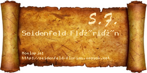 Seidenfeld Flórián névjegykártya